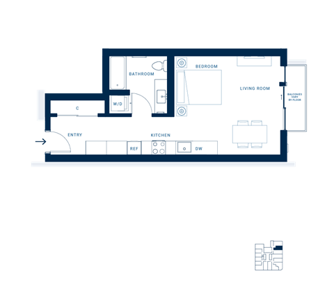 Shoresmith Apartments Studio F Floor Plan